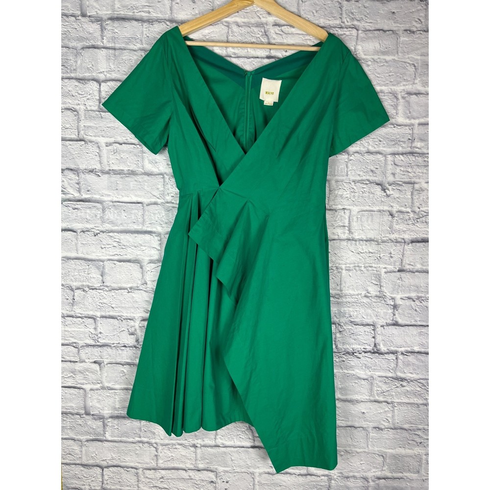 Anthropologie Size 6 Maeve Dress Kelly Green Seamed Origami Poplin